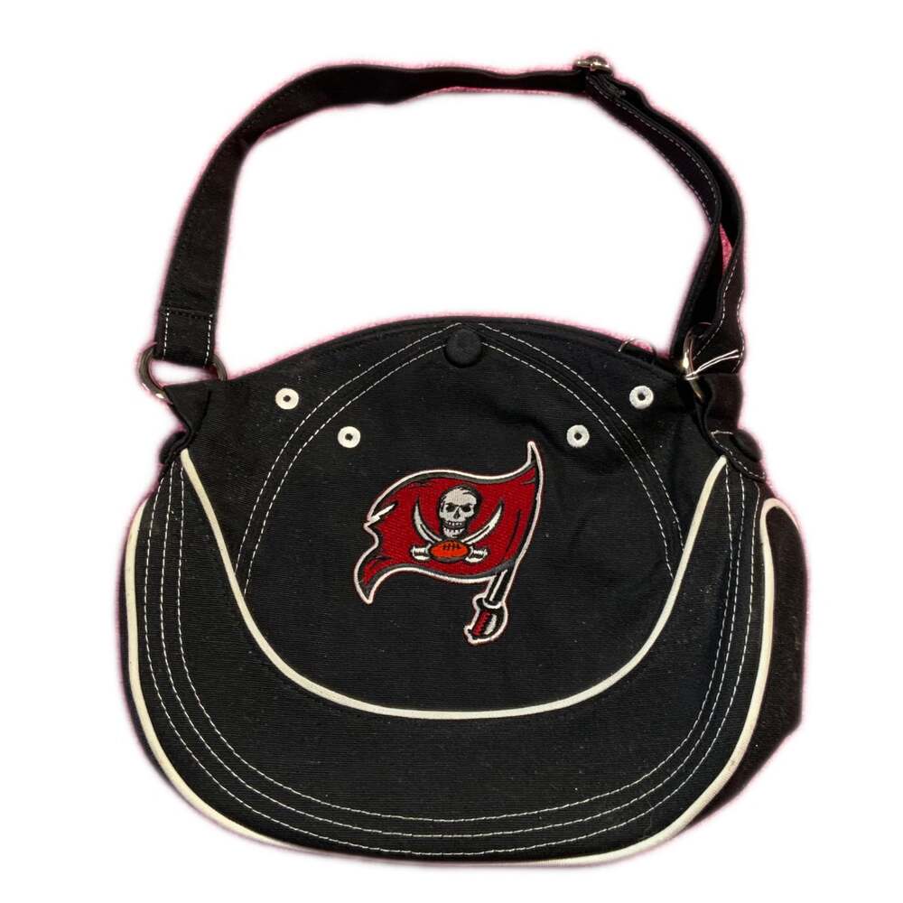 NFL Tampa Bay Buccaneers Crossbody Bag Black Canvas Baseball Cap Style Purse